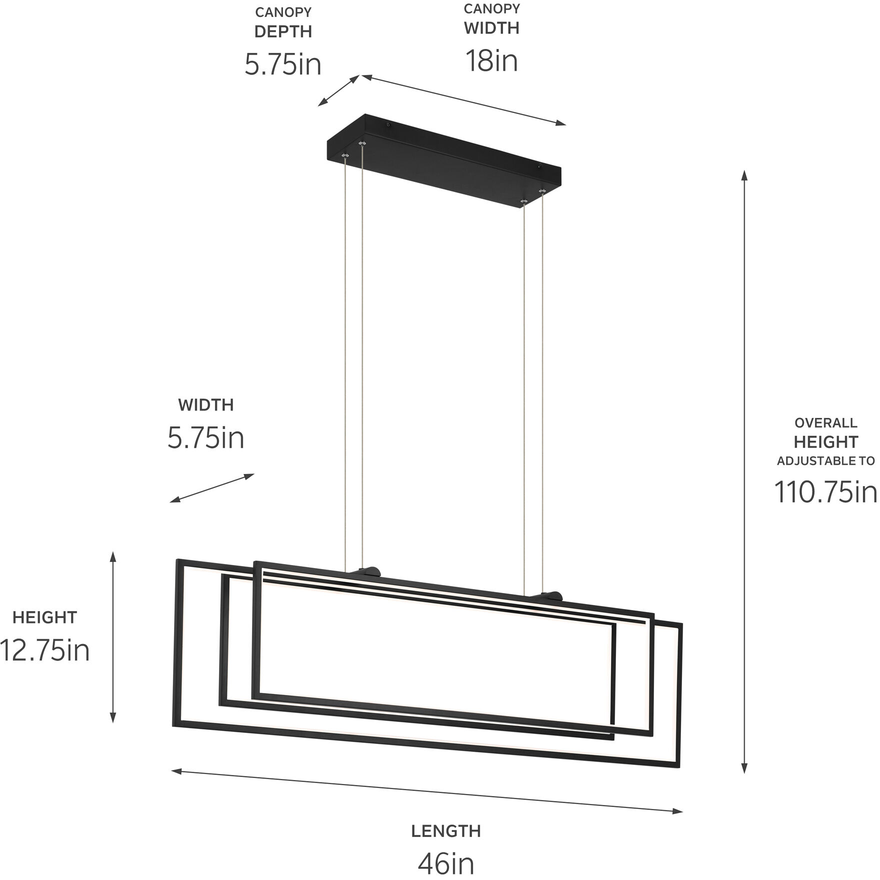 Jestin LED 5.75 inch Matte Black Chandelier Ceiling Light, Single