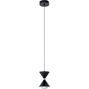 Kordan LED 6 inch Matte Black Mini Pendant Ceiling Light in Black and Polished Nickel