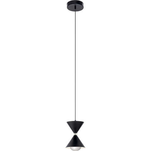 Kordan LED 6 inch Matte Black Mini Pendant Ceiling Light in Black and Polished Nickel