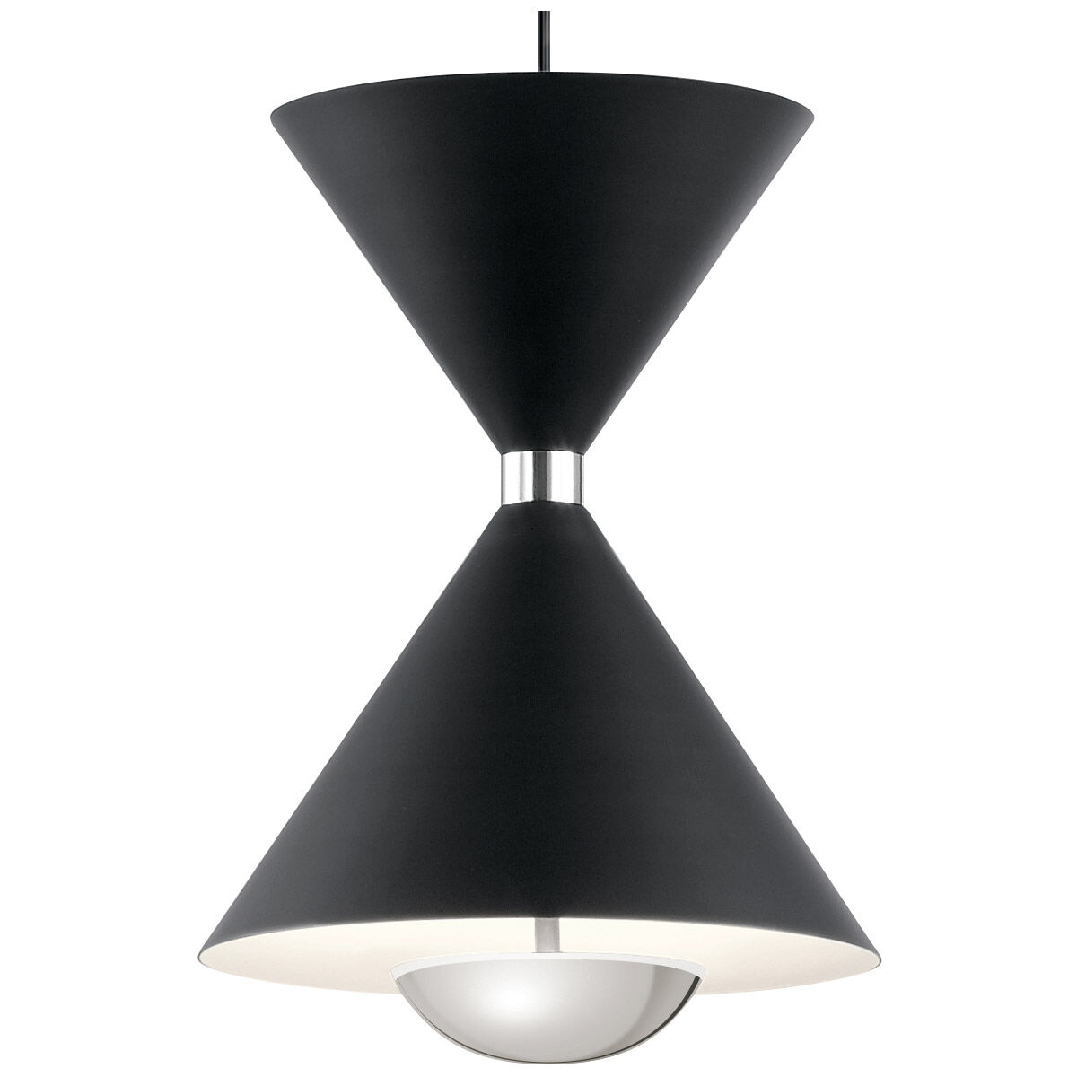 Kordan LED 8 inch Matte Black Mini Pendant Ceiling Light in Black and Polished Nickel