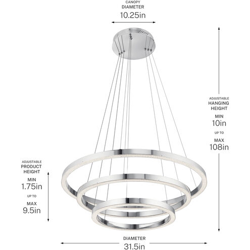 Opus LED 36 inch Chrome Chandelier Ceiling Light