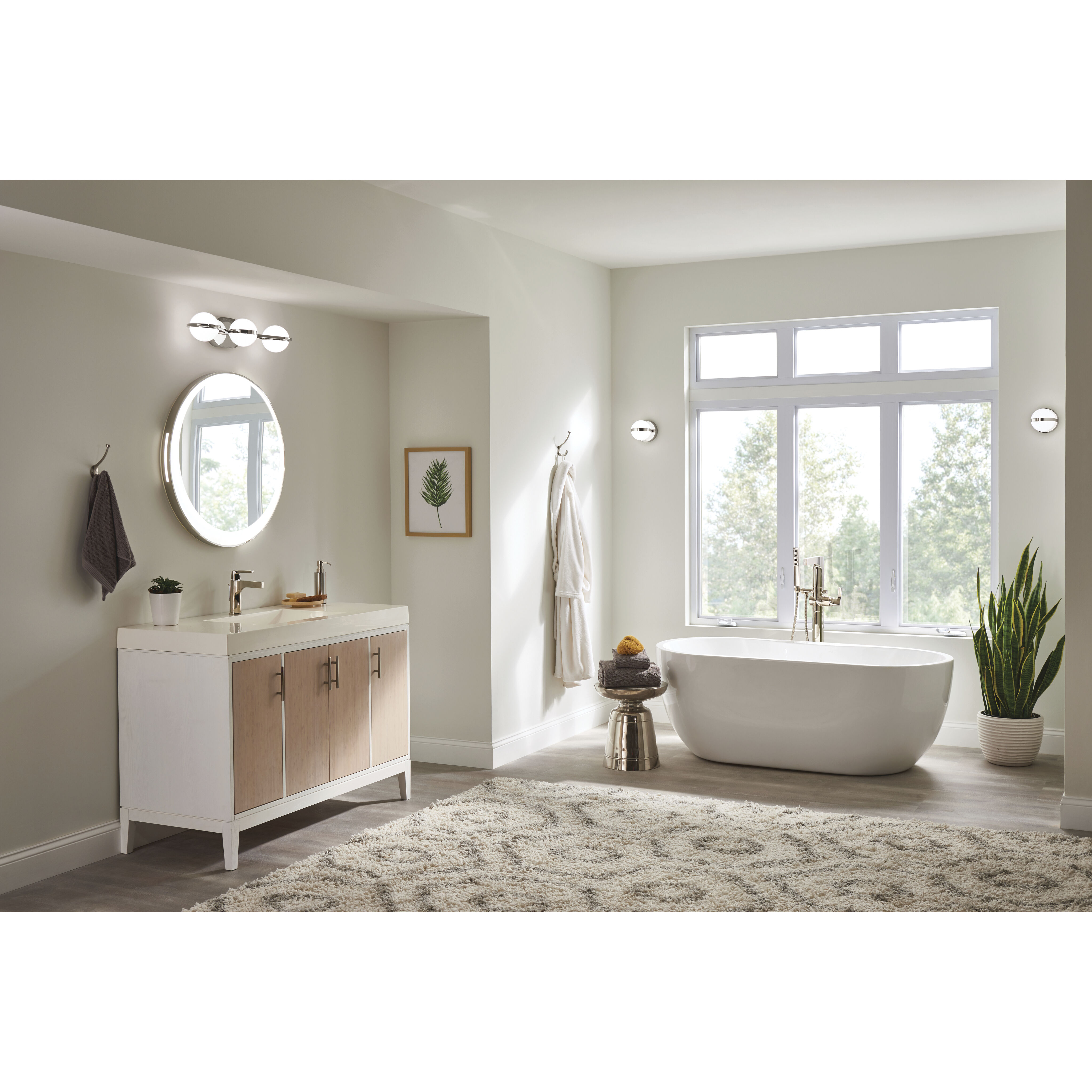 Brettin LED 24 inch Polished Nickel Bathroom Vanity Light Wall Light, 3 Arm