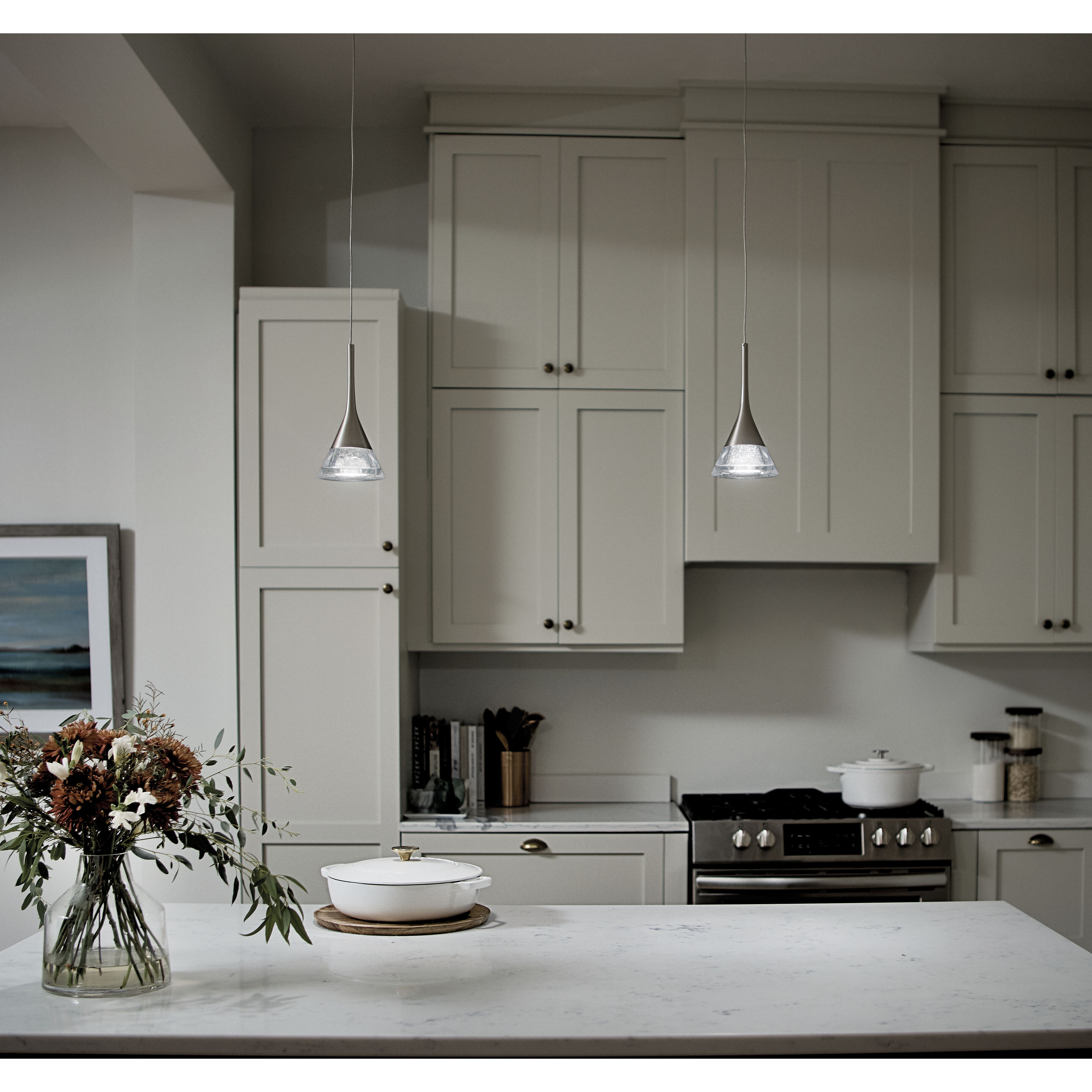Elan 83790 Kabru LED 4.75 inch Brushed Nickel Mini Pendant Ceiling