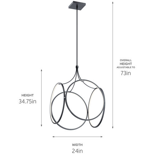 CIRI LED 24 inch Matte Black Pendant Ceiling Light