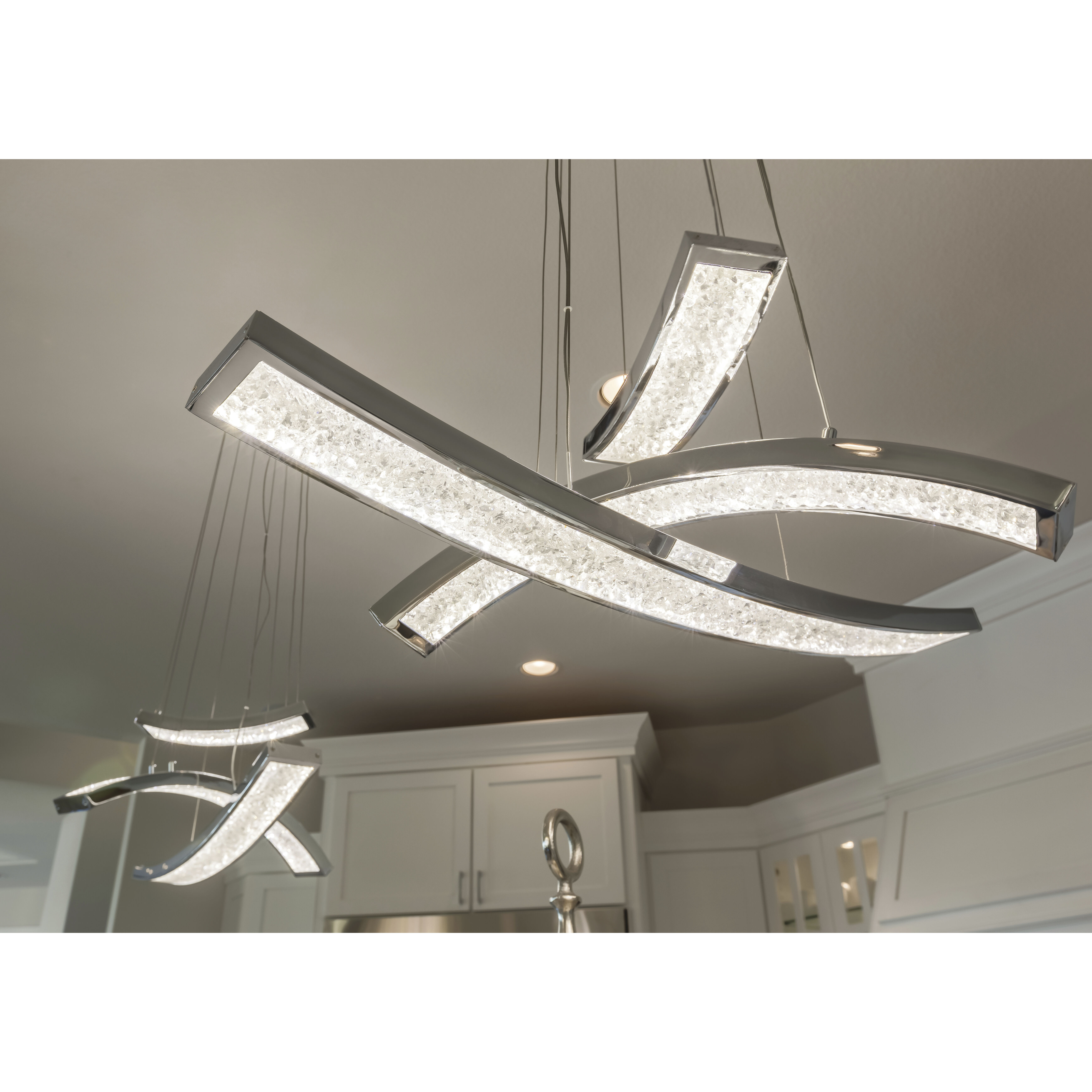 Elan 83496 Crushed Ice LED 22.75 inch Chrome Pendant Ceiling Light