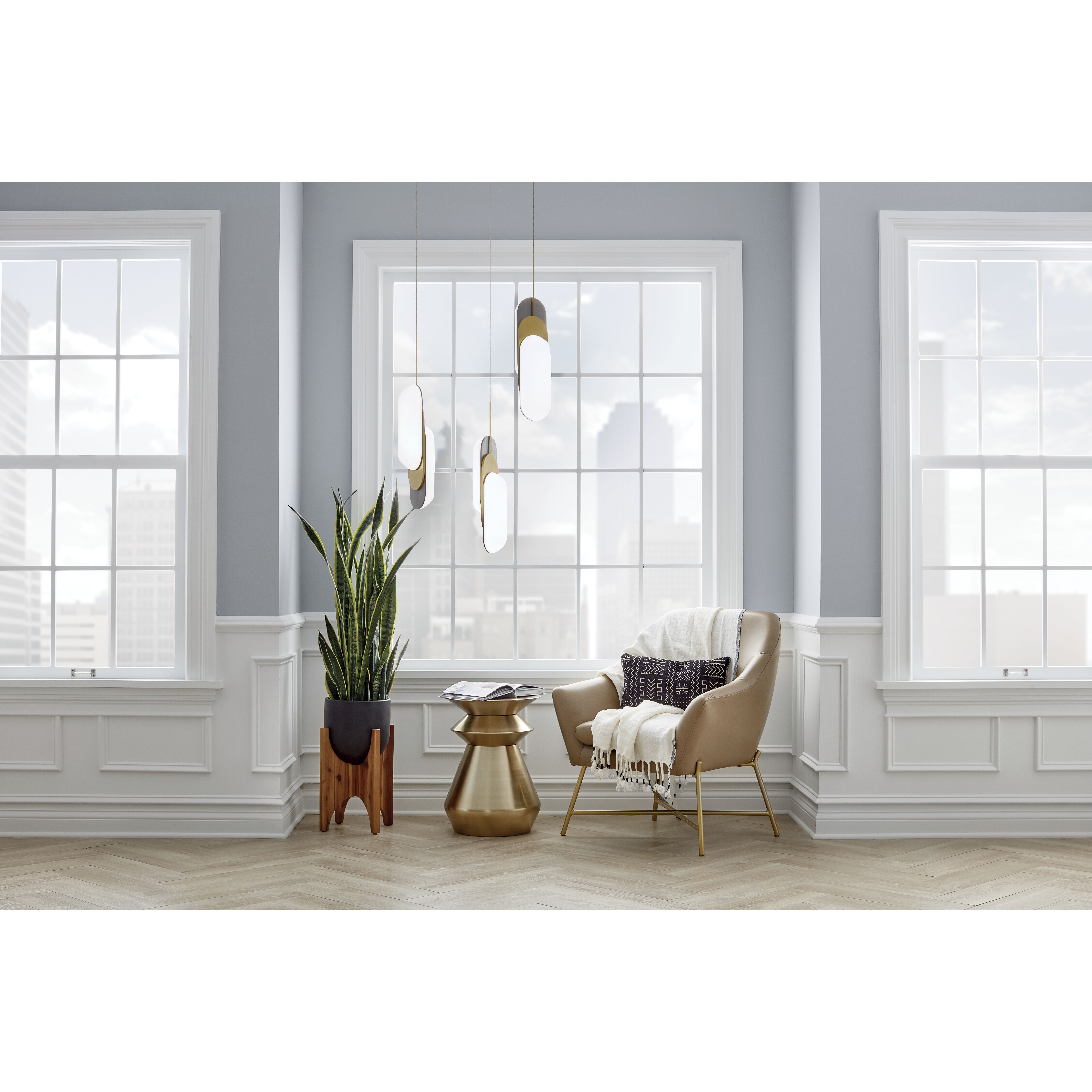 Shima LED 5.25 inch Champagne Gold Pendant Ceiling Light