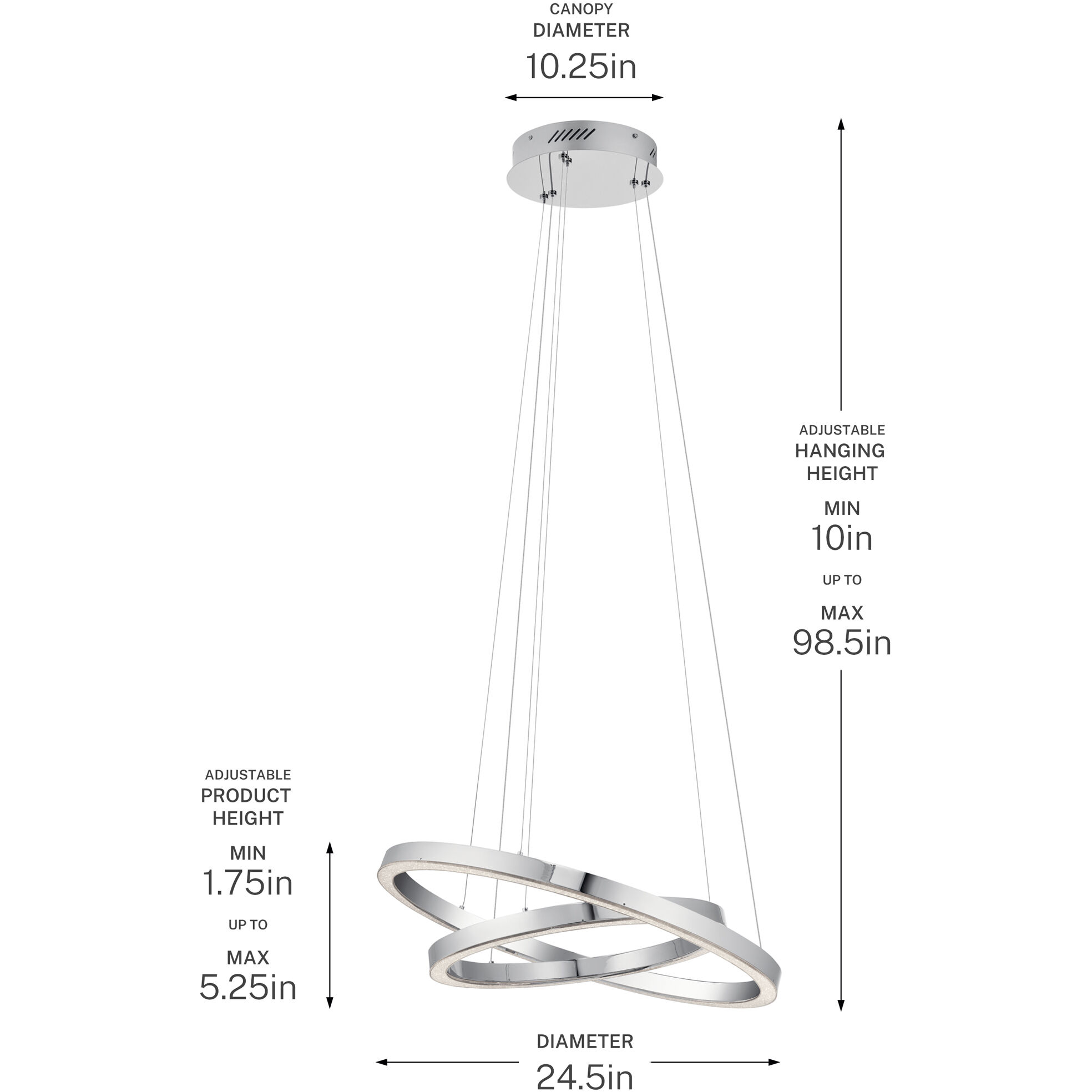 Opus LED 24.5 inch Chrome Chandelier Ceiling Light, 2 Tier
