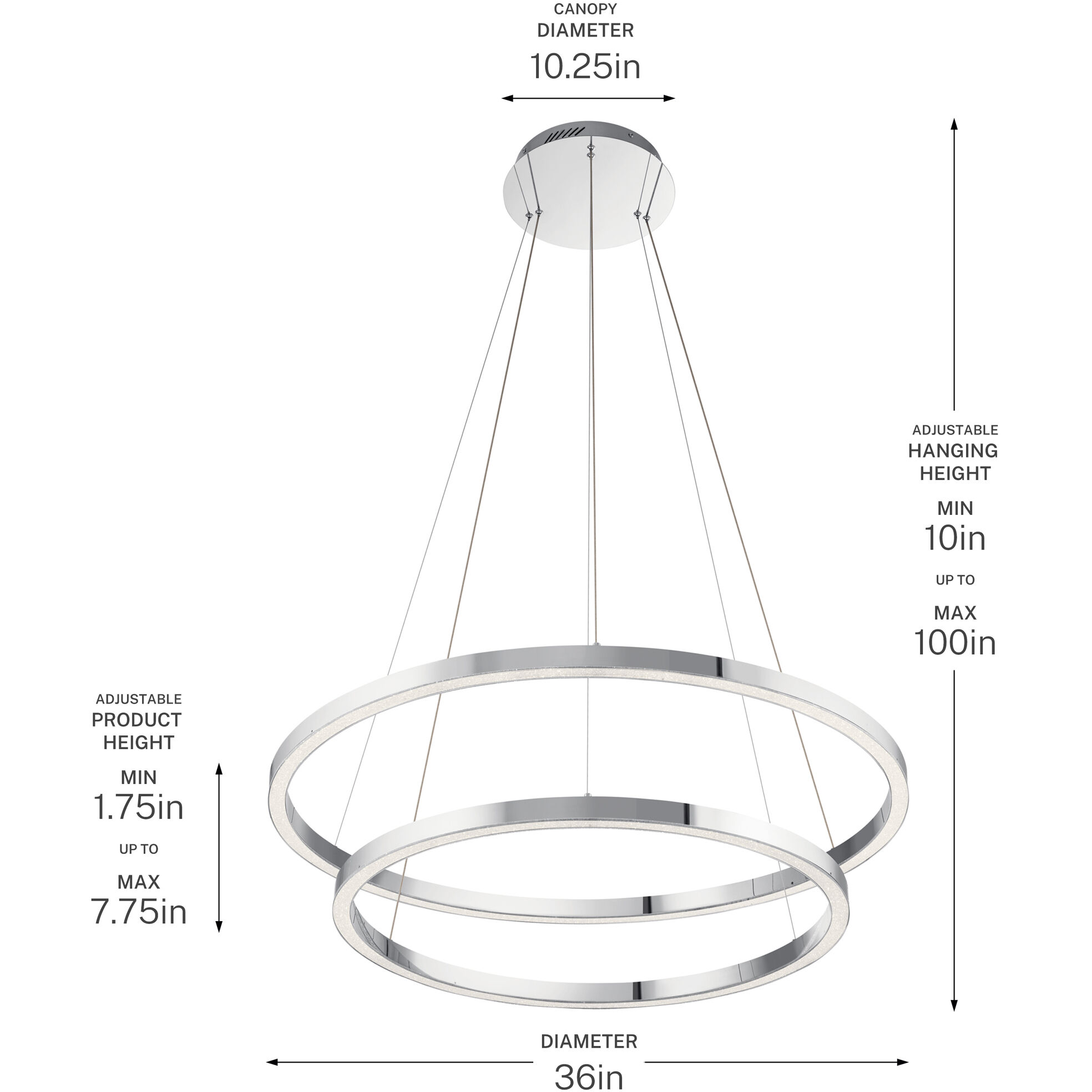Opus LED 31.5 inch Chrome Chandelier Ceiling Light, Multi Tier