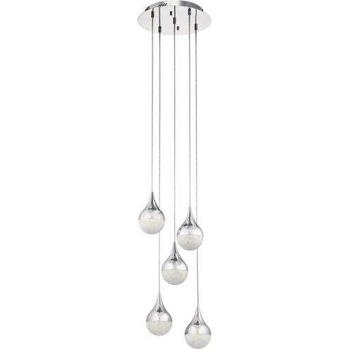 Kiss LED 14 inch Chrome Cluster Pendant Ceiling Light, Spiral