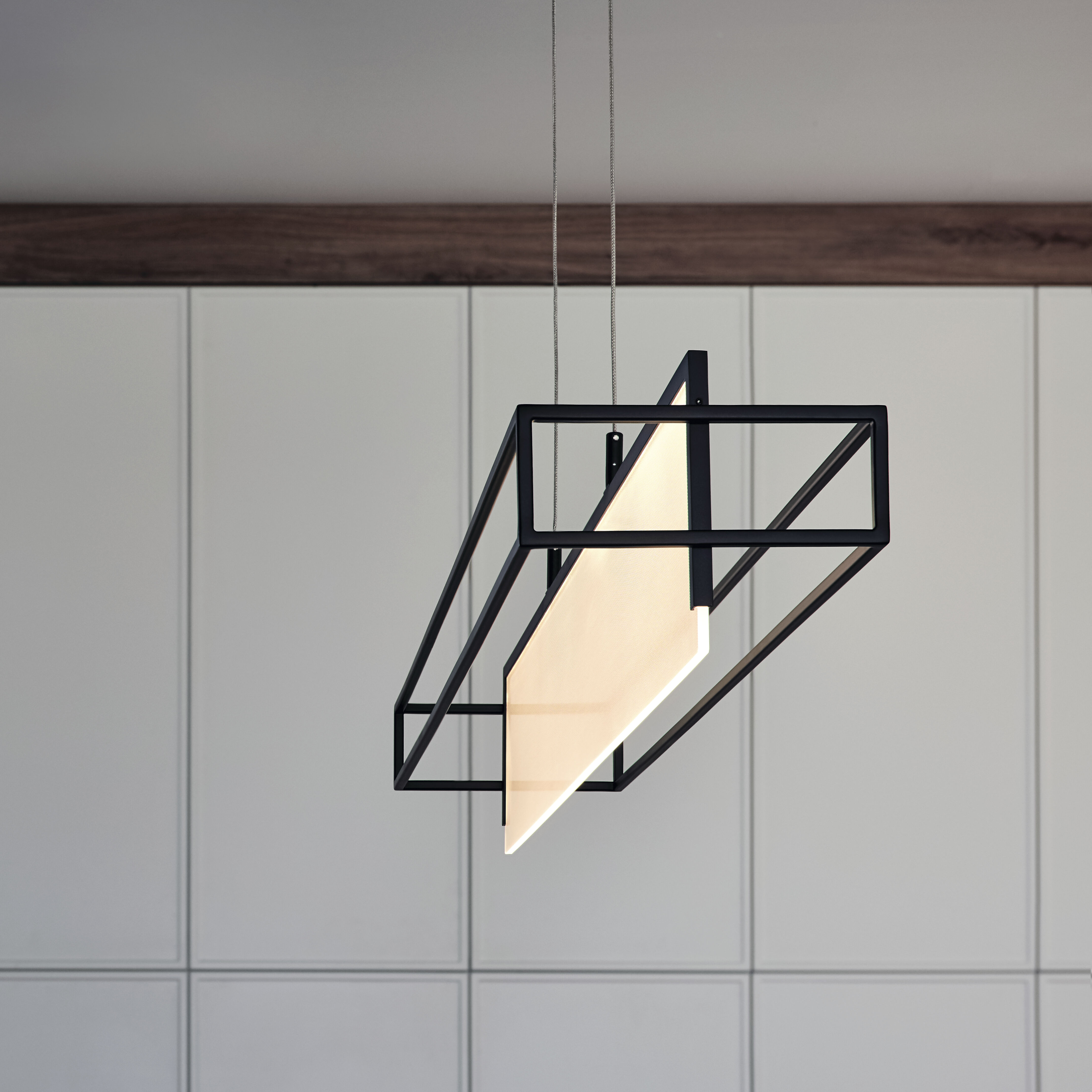 Vega LED 8 inch Matte Black Chandelier Ceiling Light in Black, Linear (Single) 