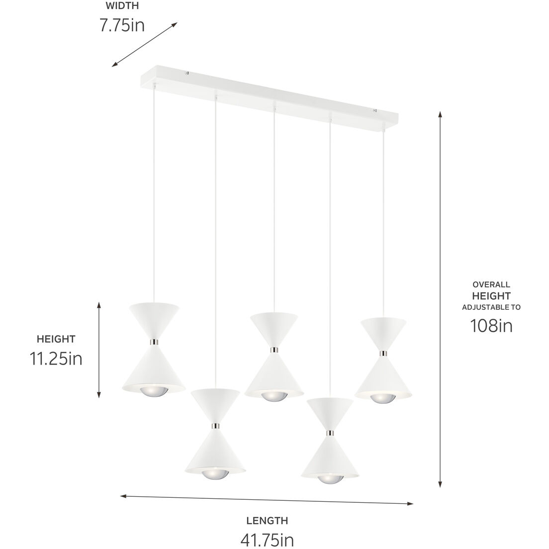 Kordan LED 7.75 inch Matte Black Chandelier Ceiling Light, Linear (Single)