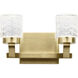 Rene LED 11.5 inch Champagne Gold Bathroom Vanity Light Wall Light, 2 Arm