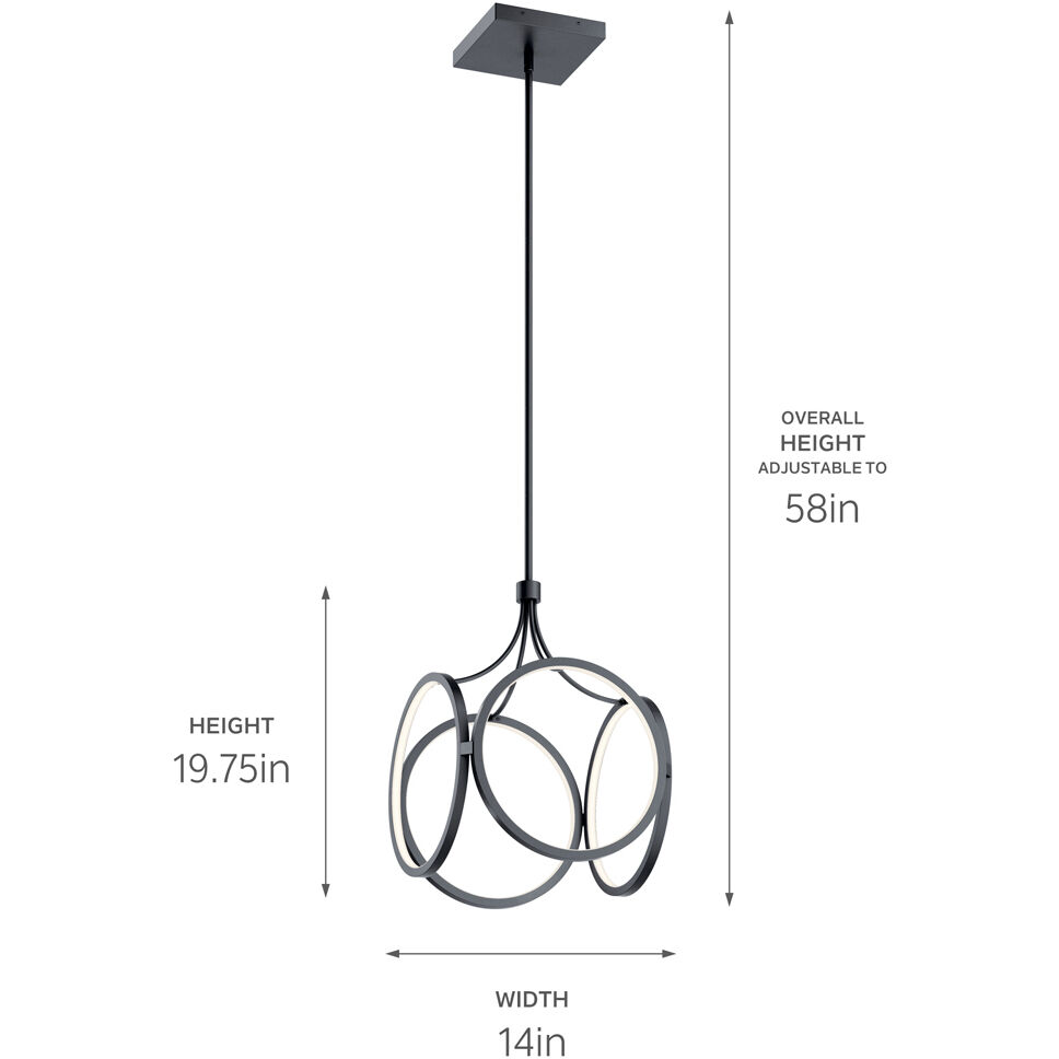 CIRI LED 14 inch Matte Black Pendant Ceiling Light in Chrome and White
