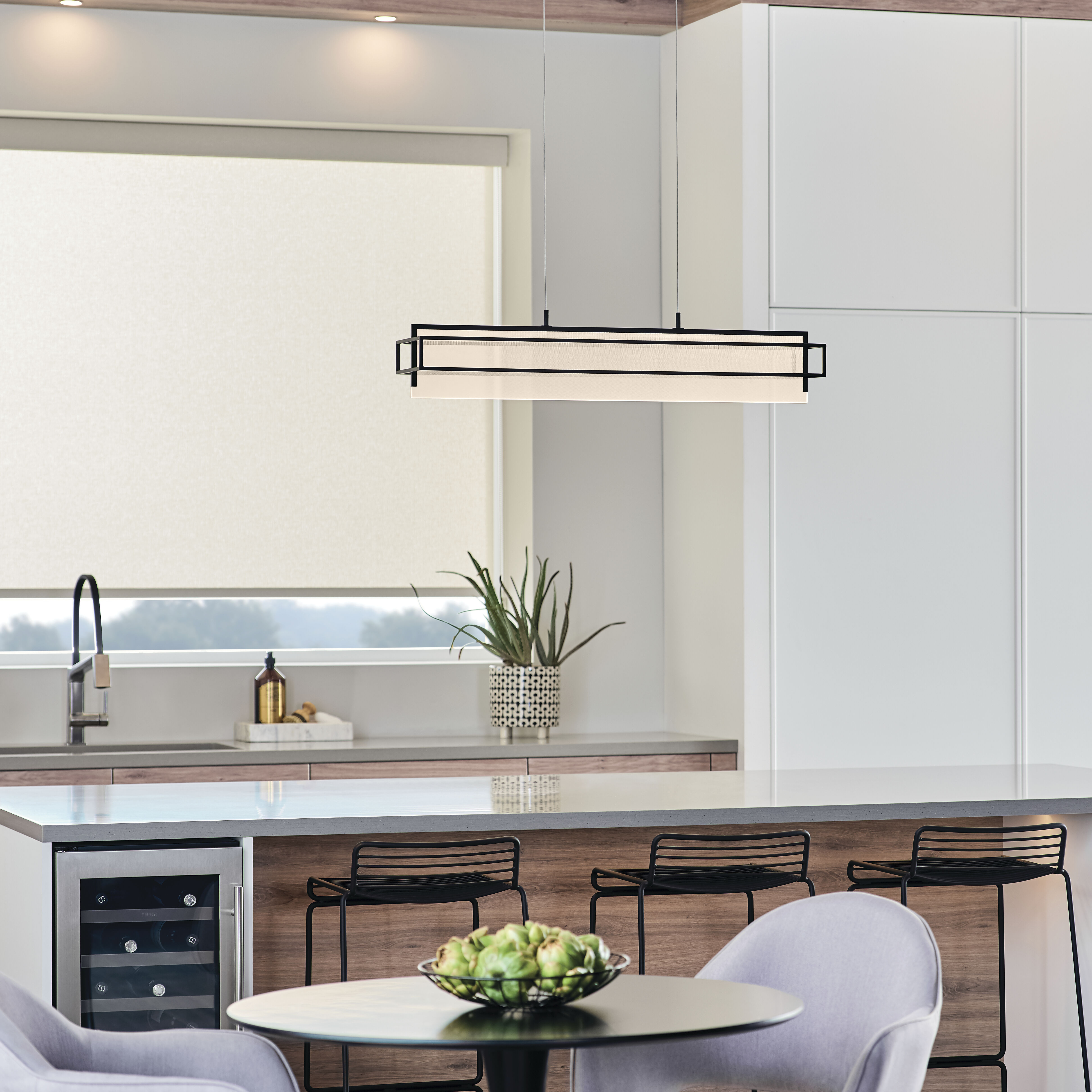 Vega LED 8 inch Matte Black Chandelier Ceiling Light in