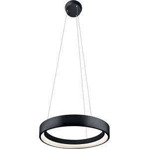Fornello LED 18 inch Textured Black Chandelier Round Pendant Ceiling Light