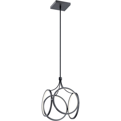 CIRI LED 14 inch Matte Black Pendant Ceiling Light in Chrome and White