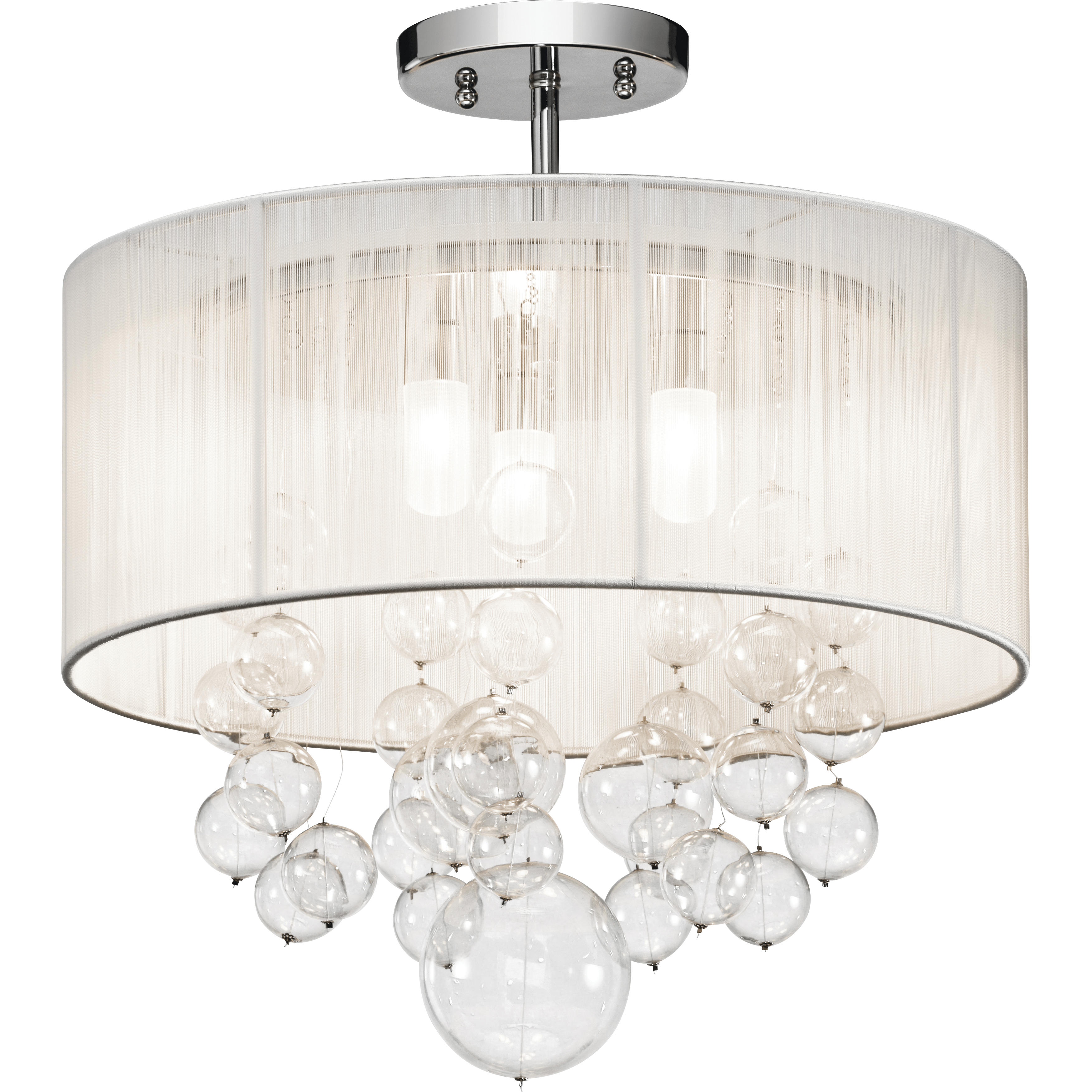 Imbuia 3 Light 16 inch Chrome Semi Flush Mount Ceiling Light